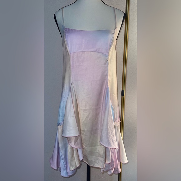 FREE People Intimately Soft Flutter Mini Slip Pastel Multicolor Dress Size M NWT - Picture 4 of 11